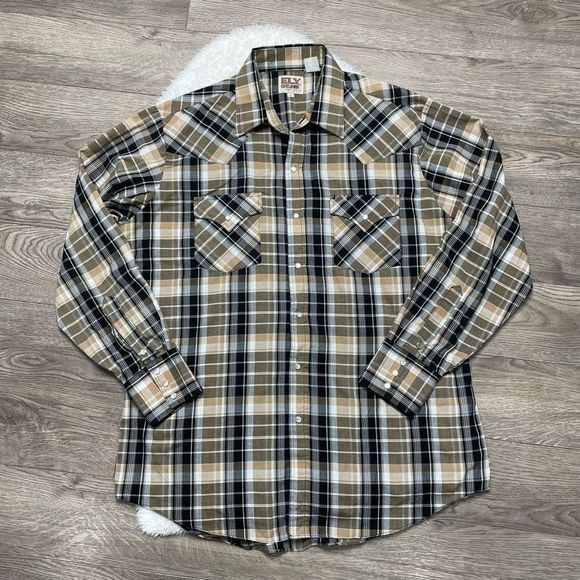Ely Cattleman Other - Ely Cattleman Shirt Mens Size Large Long Sleeve Pearl Snap Plaid Ranch Western